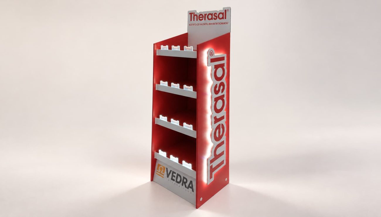 Promotional display rack with built-in LED lighting